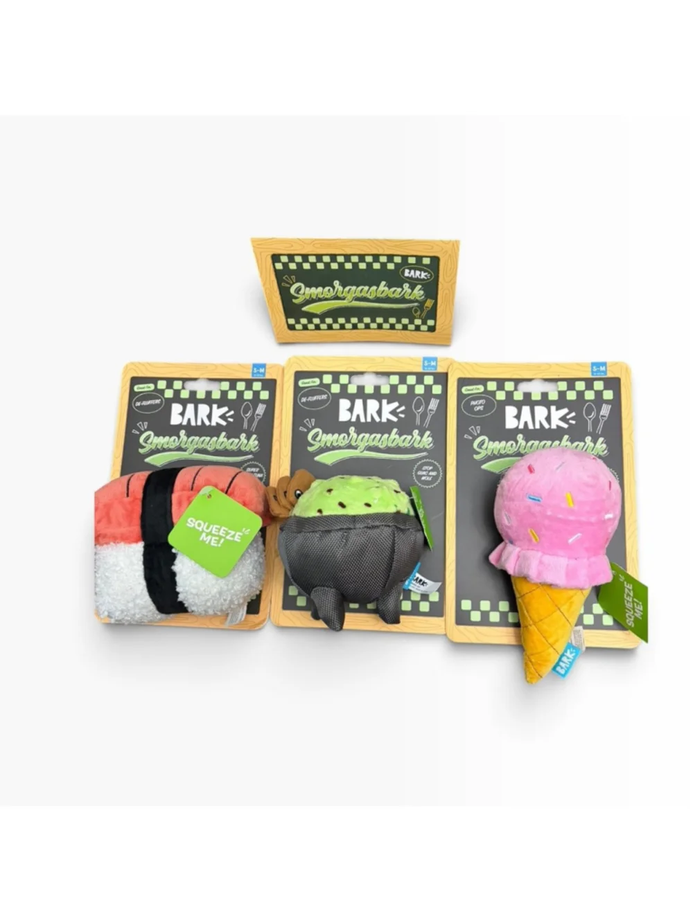 BARK Smorgasbark Dog Toys - Sushi, Guac, Ice Cream